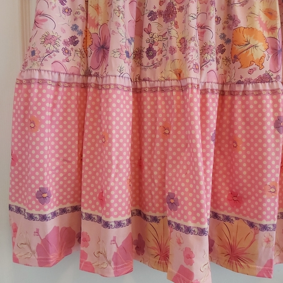 079. Multicolor Hibiscus Floral Print Ruffle Mini Dress Size S - Picture 14 of 15